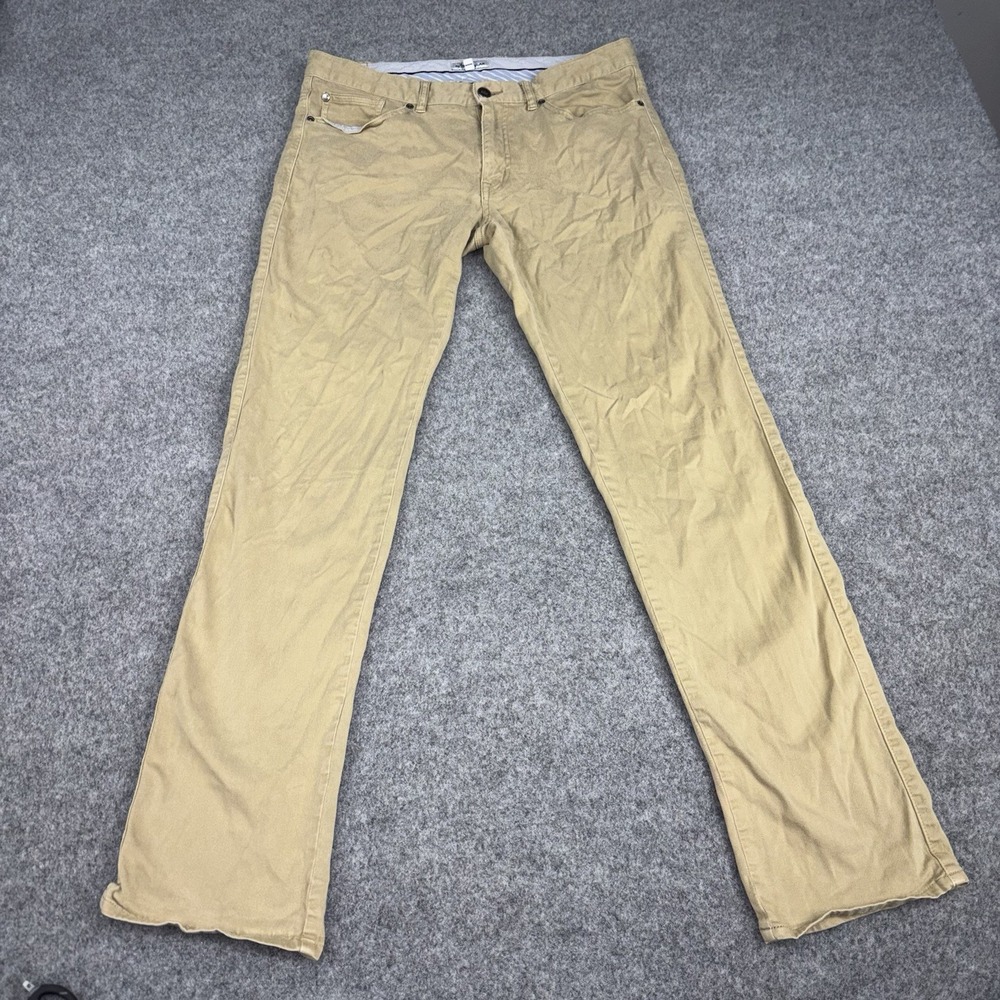 Peter Millar Chino Pants Mens 33 (Fits 32x32) Khaki Flat Front Straight Leg Golf